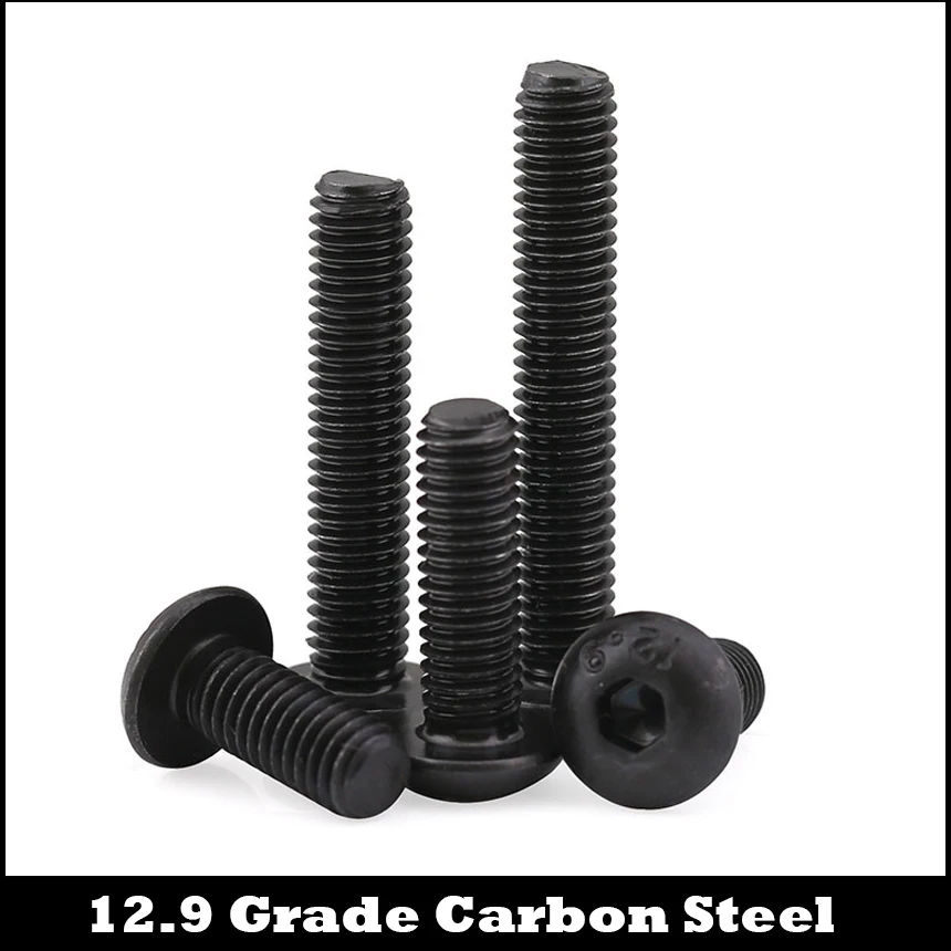 

M4 M5 OD 16mm 20mm 25mm 30mm 35mm 12.9 Grade Black Carbon Steel Oval Pan Round Button Head Inner Hex Hexagon Socket Bolt Screw