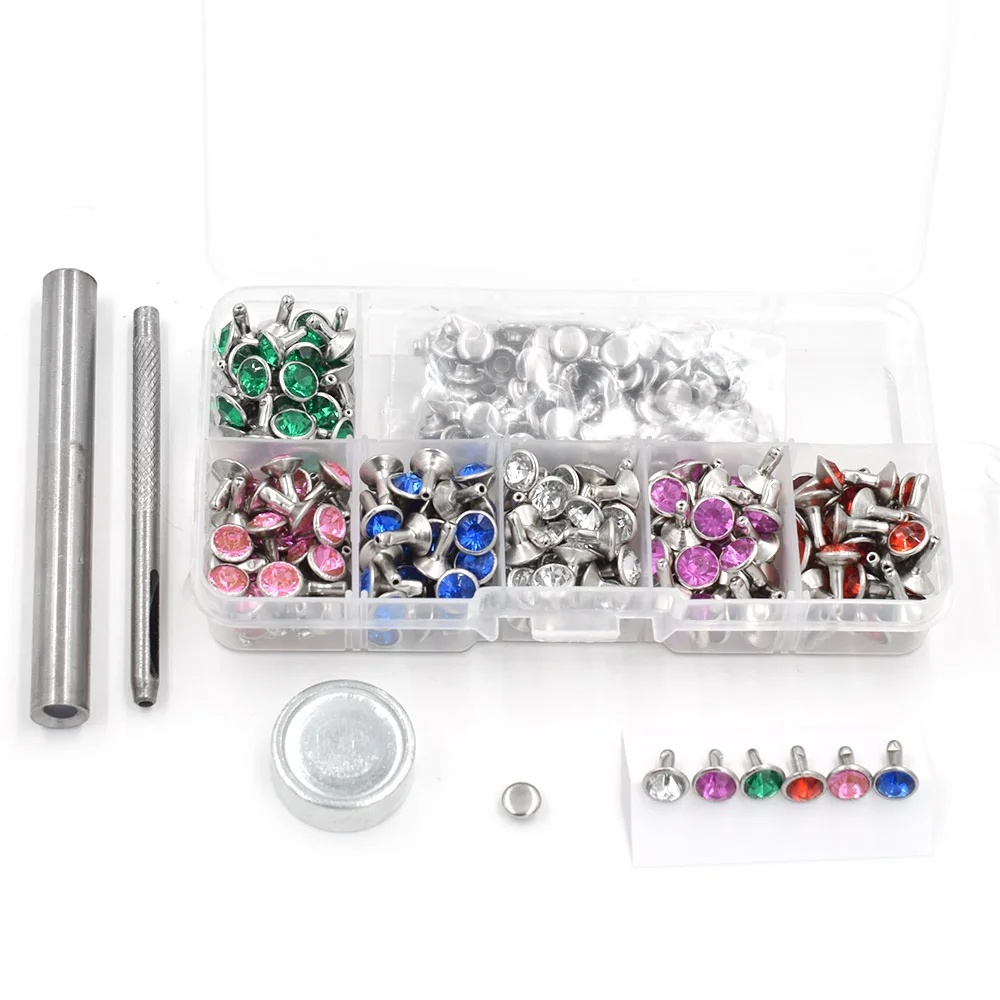 

240PCS metal rivet + installation tools 8 mm Acrylic diamond buttons Snap Decorative buckle Clothing & Accessories