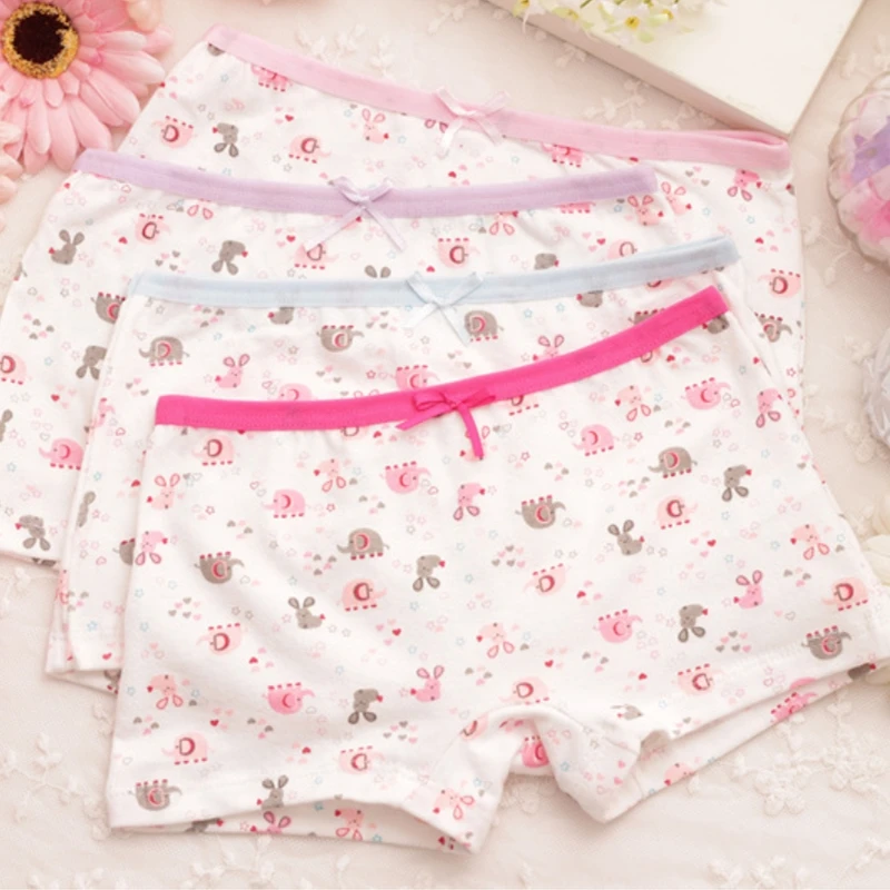 4Pcs/Lot Cotton Panties Girls Kids Short Briefs Children Underwear Child Cartoon Shorts Underpants Girl Panties