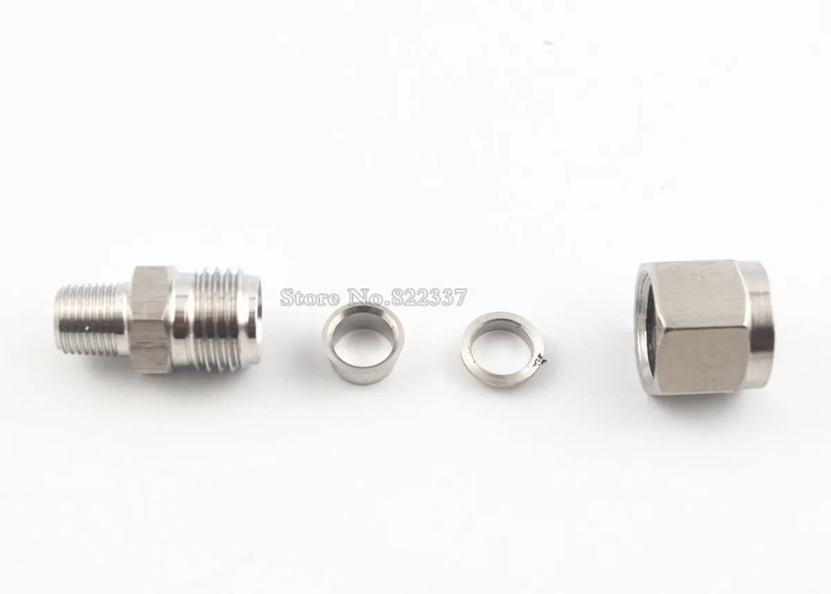 1/8\'\' 1/4\'\' 3/8\'\' 1/2\'\' To 4-12MM Steel Straight Conversion Adapter Fitting DSJ-M,YDF-LOK,LOK-Fittings, Ferrule Connector