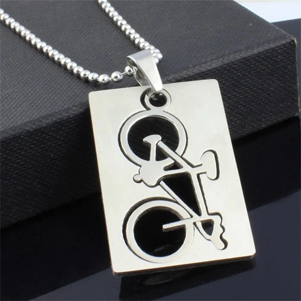 1 PC Stainless Steel Bicycle Bicycle Pendant Necklace 50 cm Unique Fashion Chain Sports Necklace Jewelry