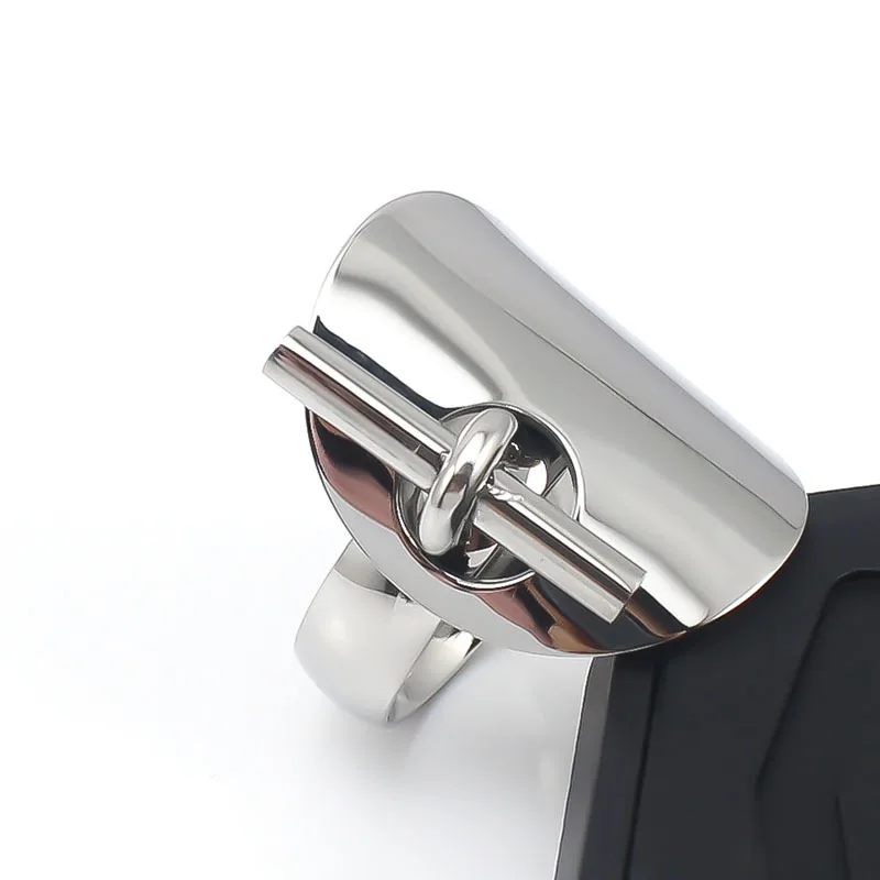 Mode Edelstahl Ringe für Frauen Silber Farbe Runde Lock Steppstich Ring Punk Stil Komfort Ft Bague Femme Anillos