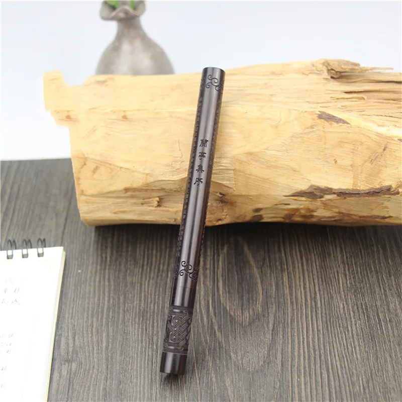 Valuable Wooden Signature Pen Natural Color Chinese Classic Ancient Poetry Carved For Business Office as Luxury Gift Set