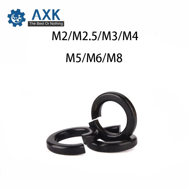 Gasket Lock Washer Shells Pad Carbon Steel Spring Black M2 M2.5 M3 M4 M5 M6 M8 Stainless High Machine Screws 100pcs Din127 Gb93