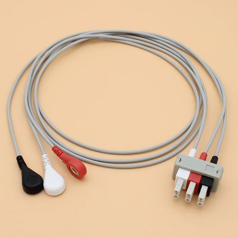 12P M1500A M1510A ECG EKG 3 Lead trunk cable and leadwire for HP VM4/V24/M3001A/M4735A/78352C,AHA/IEC,snap/clip.