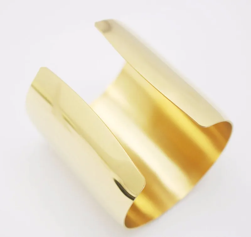 Punk Style 316L Stainless Steel Extra Wide Gold Color Bracelets Cuff Bangles Blank For Women