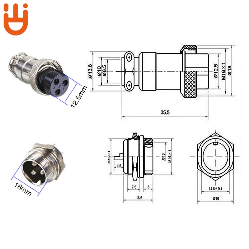 Air plug male to female  connector plug socket gx16-2 3 4 5 6 7 8 9 core