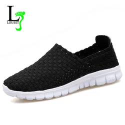 New Women Flats Autumn Casual Shoes Woman Sneakers Breathable Female Woven Shoes Slip On Ladies Loafers Handmade Sneakers Light