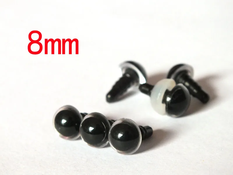 8mm round plastic clear toy eyes +washers 200pcs(100pairs)