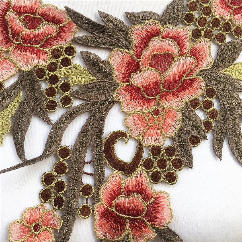 1pc gold lace collar beautiful flowers Venetian lace decorative decoration, lace fabric sewing accessories
