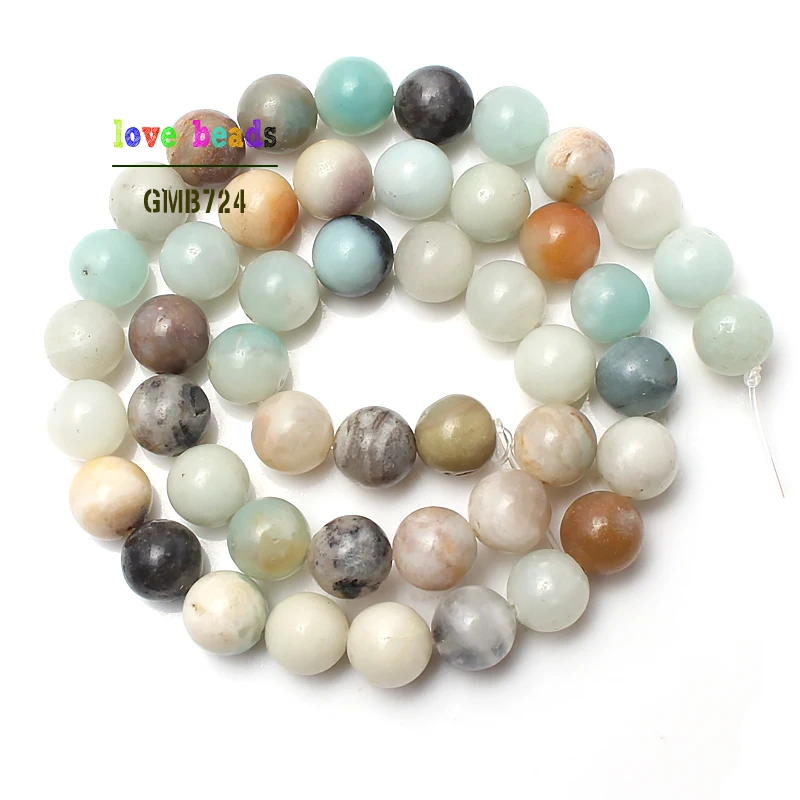 Wholesale Natural Stone Beads Colorful Amazonite Round Loose Beads For Jewelry Making DIY Bracelet 15\'\' Pick Size  4 6 8 10 12mm