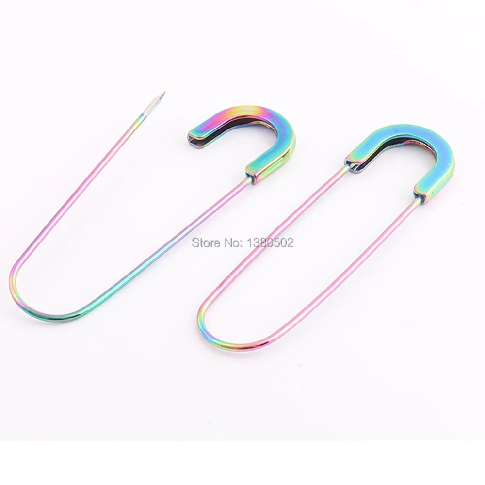 

20pcs/lot 80mm Rainbow Color large brooch Pin Safety Pins kilt pins decoration for women Earring pins Garment bag Sewing Tool