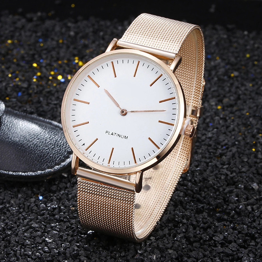 

Simple Women Stainless Steel Analog Quartz Wrist Watch Luxury Geneva Female Watch