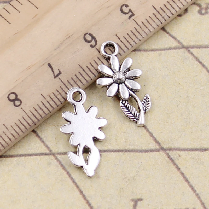 30pcs Charms Flower 19x10mm Tibetan Silver Color Pendants Antique Jewelry Making DIY Handmade Craft