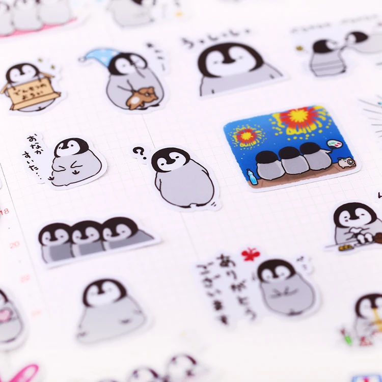 40 pz/pacco Cute Handbook Self-made Penguin Stickers Line Cute decorazione coreana Cartoon Diary Material/adesivi impermeabili