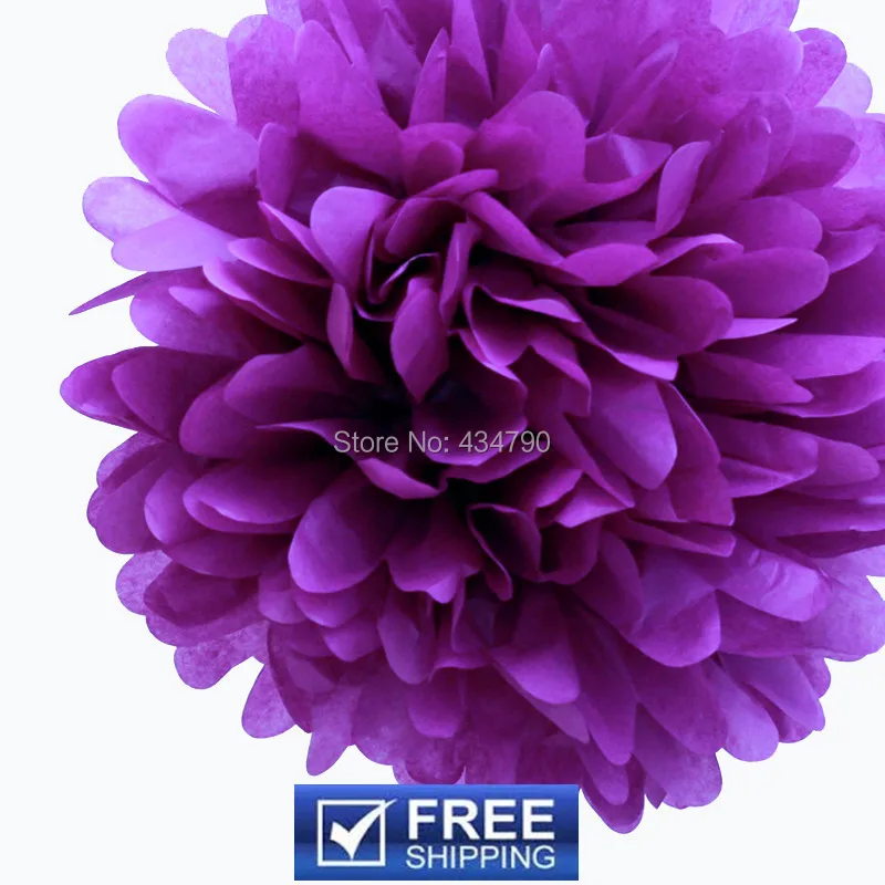 

20pcs 14"(35cm) Hanging Paper Flower Balls Purple-Nursery Party Decorations,Plum Tissue Cheap Pom Poms-Choose Your Colors