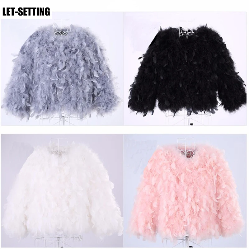 

LET-SETTING new winter coat fur coat ostrich feathers turkey feather coat Women fur coat jacket