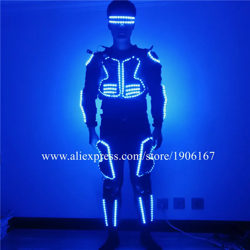 RGB LED Luminous Dance Ballroom Costumes Stage Performance Led Glowing Flashing Glasses Robot Men Suits Led Event Party Supplies