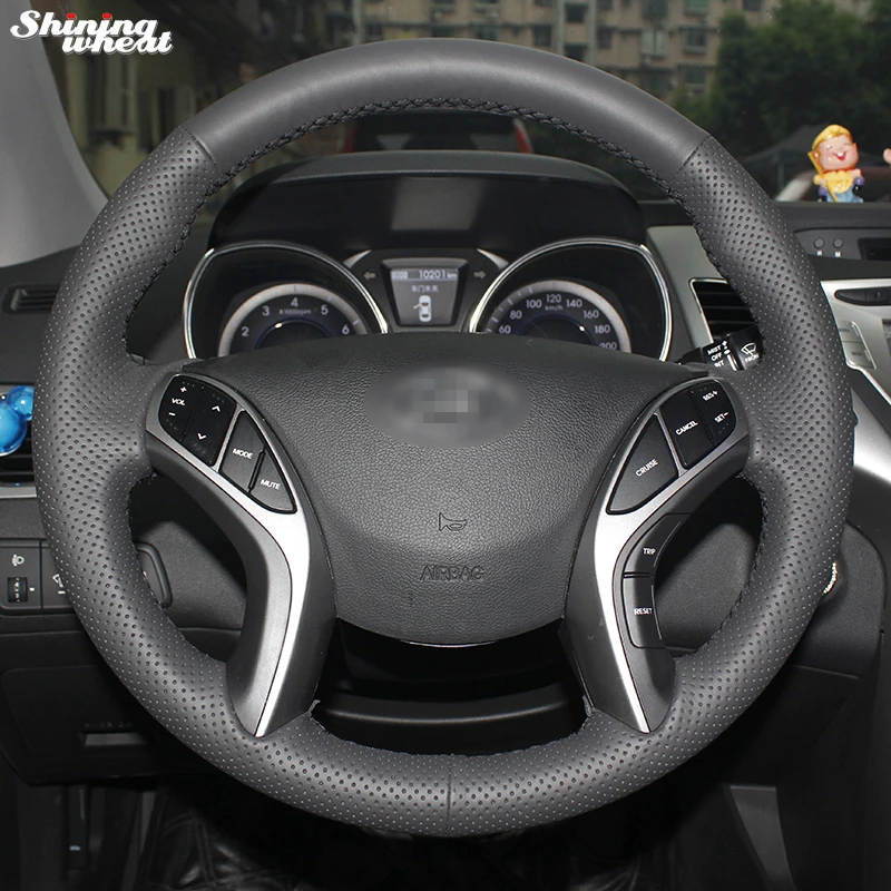 

Shining wheat Hand-stitched Artificial leather Car Steering Wheel Cover for Hyundai Elantra 2011-2014 Avante I30