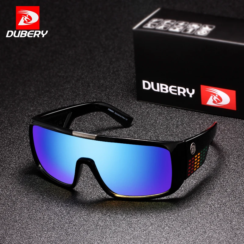 

DUBERY 2018 Sunglasses Men Sport Goggle Oversized Sun Glasses For Men Retro Frame Reflective Coating Brand Luxury Oculos UV400