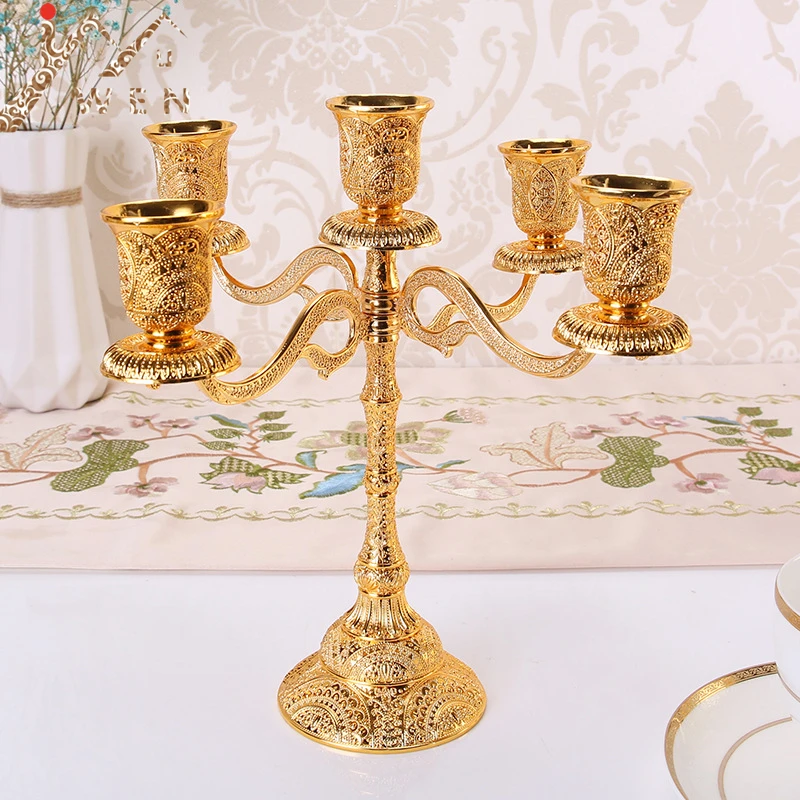 IMUWEN Metal Candle Holders Hollow Design Candlestick Tabletop Stand Wedding Decoration Candelabra Home Table Decor