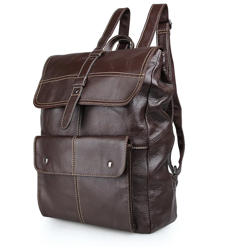 Nesitu Black / Coffee Real Skin Genuine Leather Women / Men Backpacks Cowhide Girl Backpack #M7335