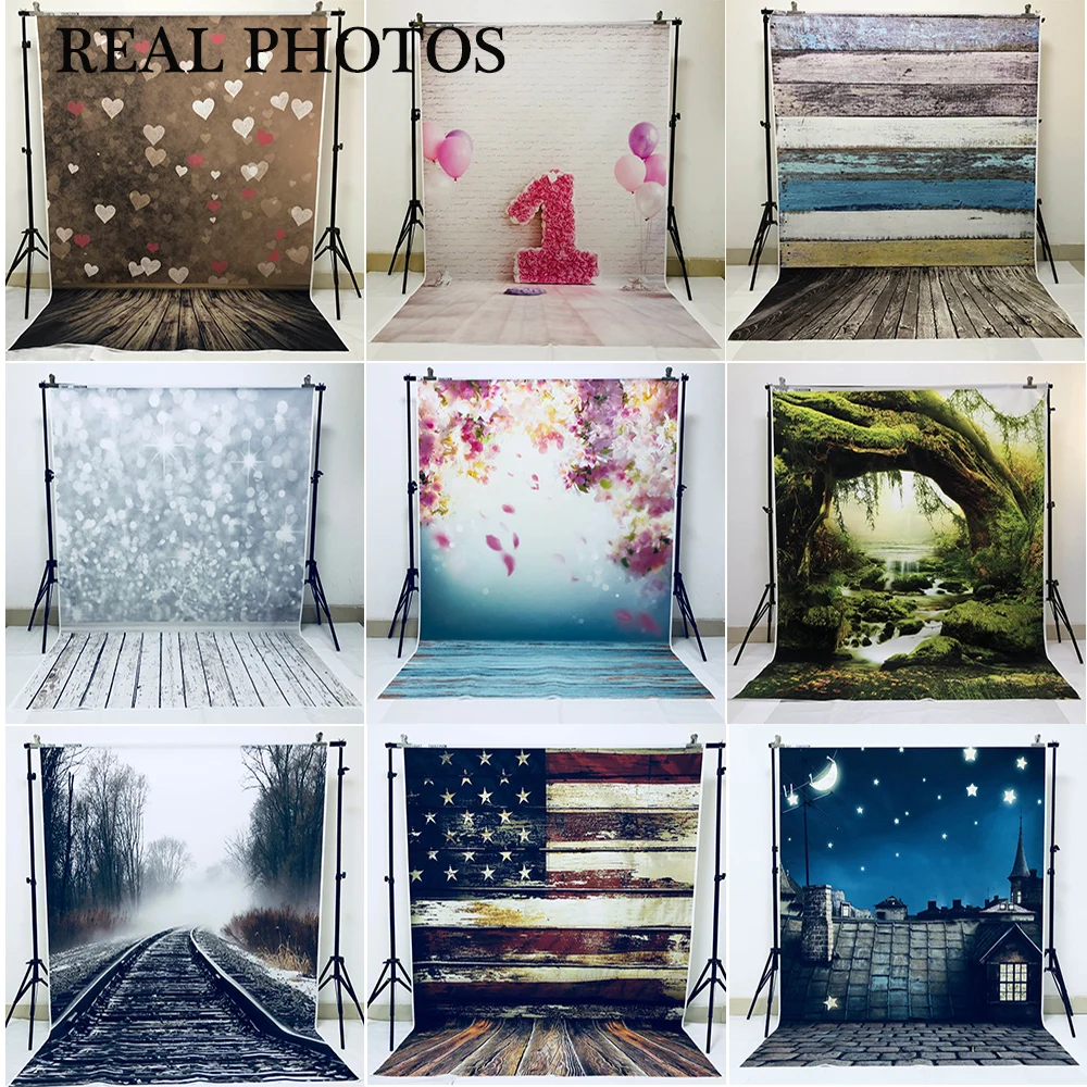 Wooden Floor Photography Backdrops Blue Watercolor Vinyl Cloth Computer Printed Backgrounds for Photo Studio Portrait Photophone