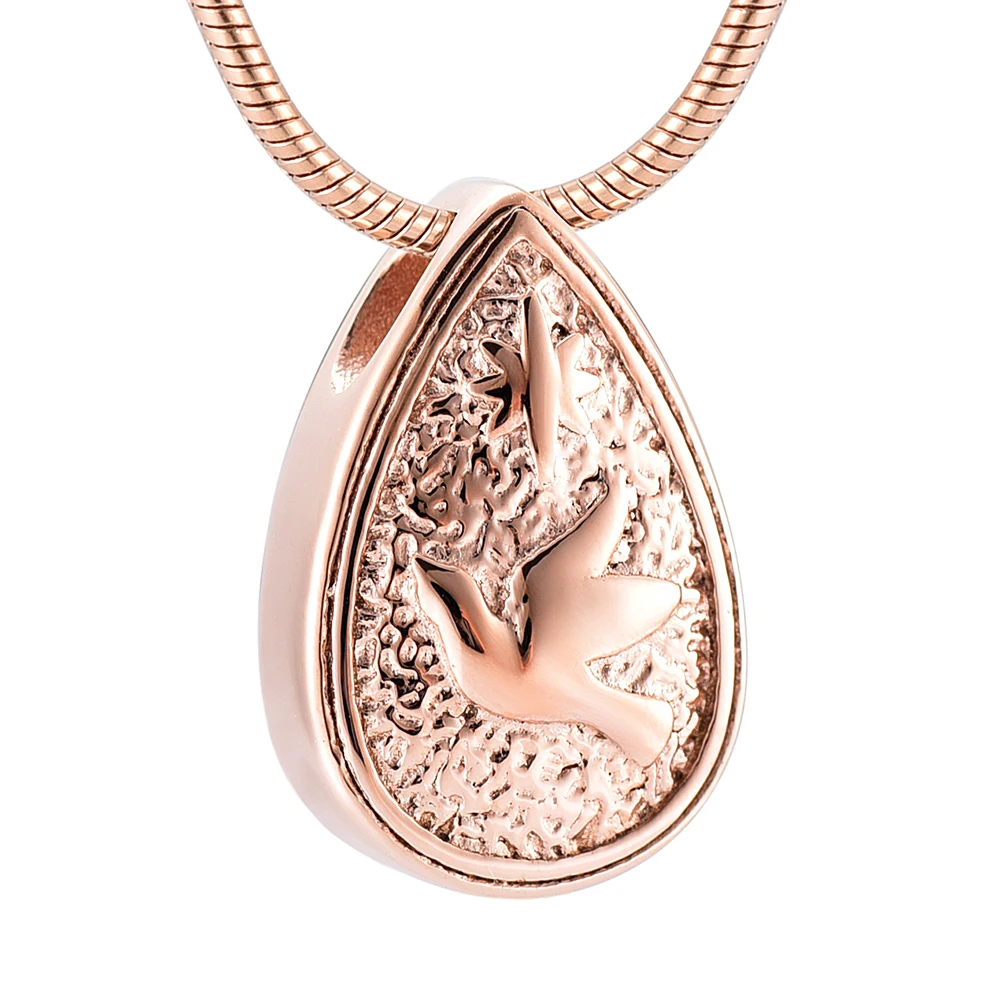 Elegant Peace Dove Teardrop Cremation Jewelry Ashes Pendant Stainless Steel Urn Necklace Human Pet Ashes Keepsake secret stash