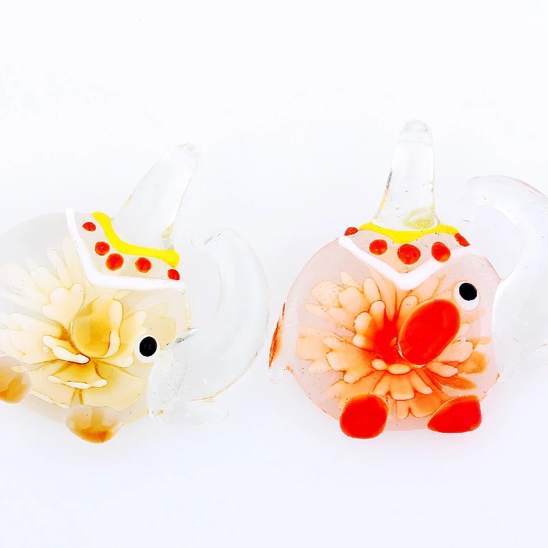 QianBei Wholesale 6pcs Handmade Murano Lampwork Glass Color Luminous Elephant Pendant Fit Necklace Women