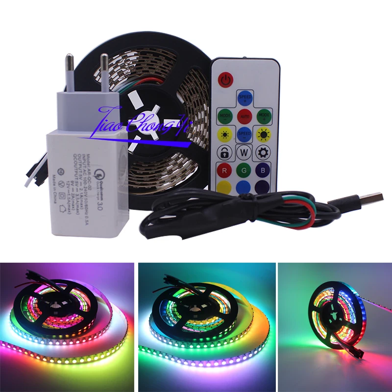 

Hot New USB 5V LED strip Full color RGB, dream color changing SK6812 3535 144LED/M IP20 +17key USB contoller+USB 5v Power