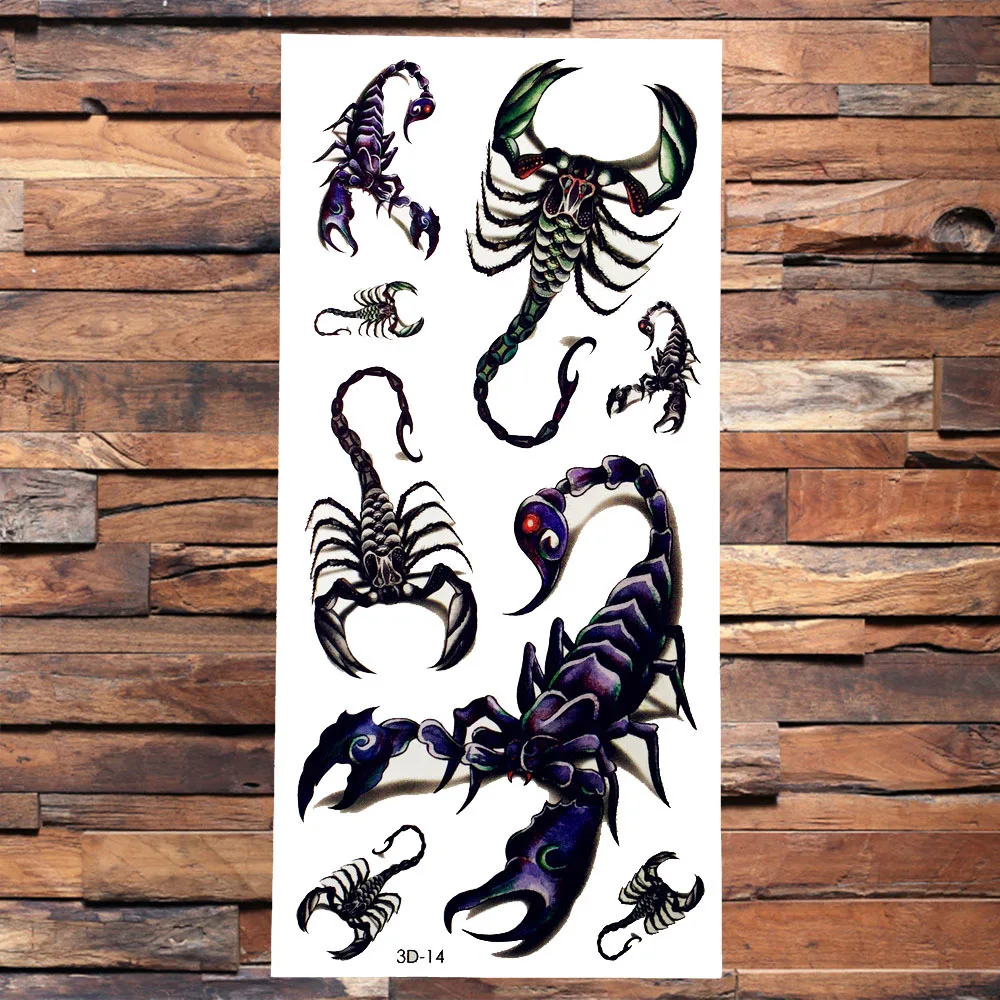 3D Scorpion King Temporary Tattoos Fake Sticker Body Art Arm Armband Waterproof Tattoo For Women Men Boy Wolf Style Tatoos Paper