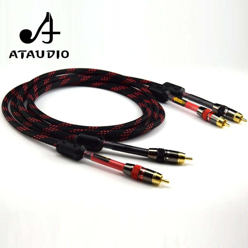 ATAUDO Hifi 4N OFC 2RCA Cable Hi-end Male to Male DVD Player Amplifier Interconnect Audio RCA Cable