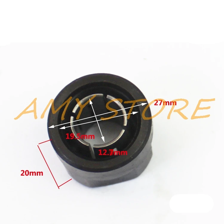 12.7mm Black Metal 1/2" Collet Nut Plunge Router Parts for Makita 3612 Engraving Machine plunge router 20 x 27mm
