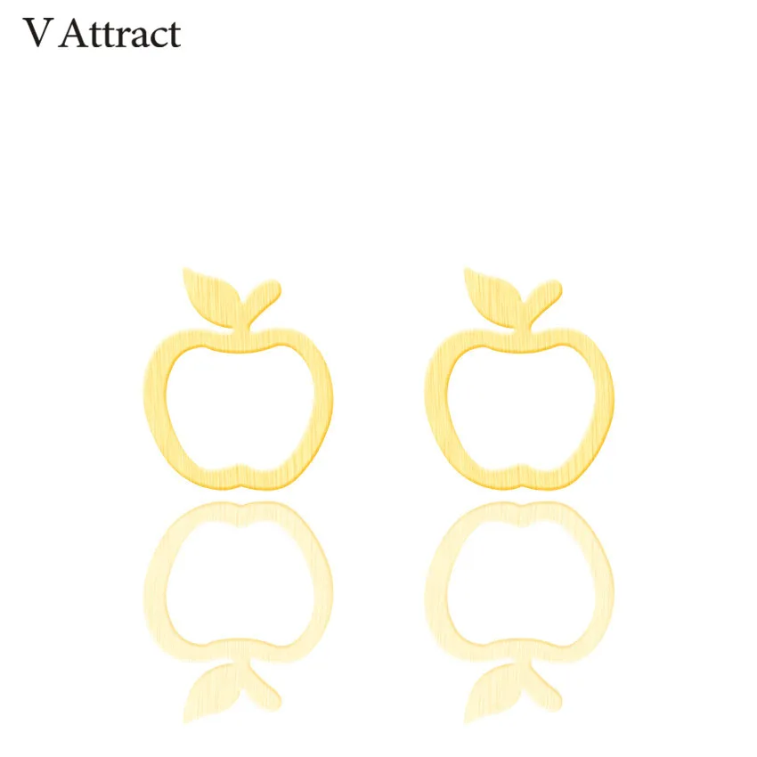 V Attract Teacher Apple Stud Earring Stainless Steel Women Classic Pendientes  Korean Jewelry Best Friend  Gift