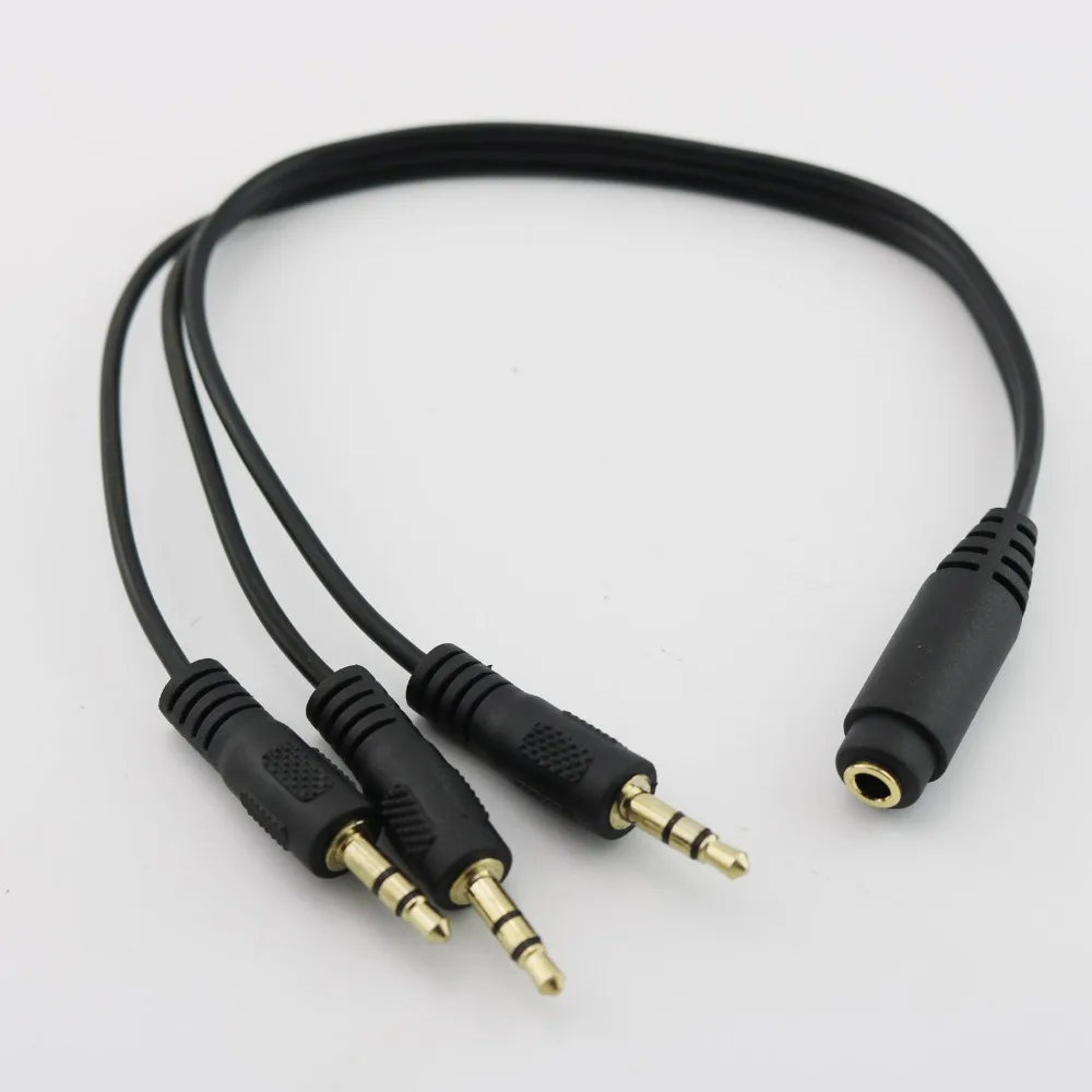 1x Gold Plated 3.5mm TRS Stereo Female 3 Pole Jack to 3x 1/8\