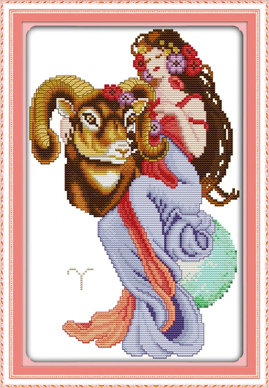 Aries beauty cross stitch kit people 18ct 14ct 11ct count print canvas stitches embroidery DIY handmade needlework