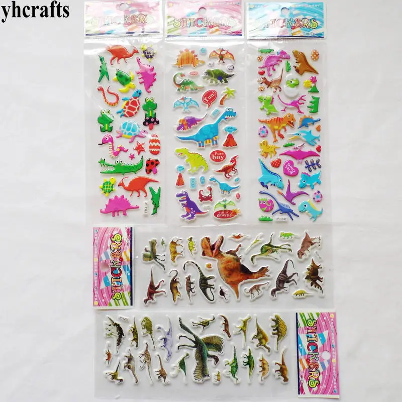 100Sheets(2400PCS stickers) /LOT.Removable jurassic dinosaur pvc sponge stickers Classic toys Promotion toys Fridge stickers OEM