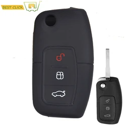 Silicone Key Case Cover For Ford Fiesta Focus Mondeo Falcon B-Max C-Max S-Max Eco Sport Galaxy Territory Keyless Fob Shell