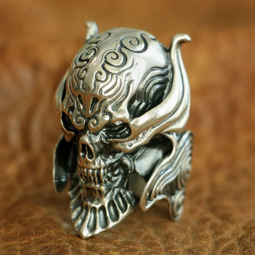 Huge 925 Sterling Silver Vampire Skull Ring Punk Jewelry TA103 US Size 7~15