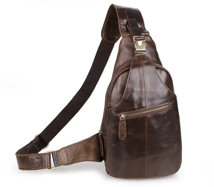 Nesitu Vintage Coffee 100% Guarantee Real Genuine Leather Women Cowhide Men Chest Bag Man Messenger Bags #M2467