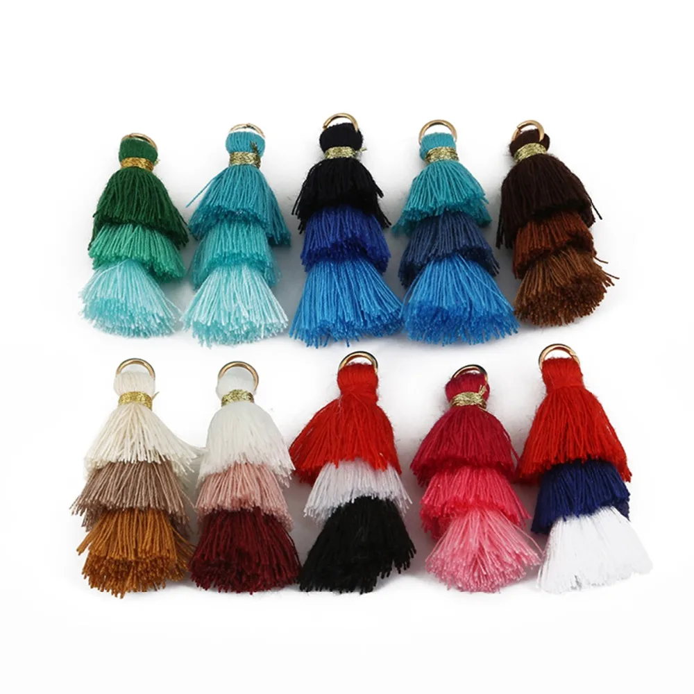 10~50pcs Mixed Cotton Silk Polyester Flower Tassel Charm Pendant hand made for Drop Earring Jewelry Findings DIY Craft Making