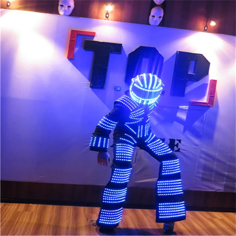 

AS001 Mens LED light luminous robot costumes party bar ballroom dancing clothes/led colorful costume dj disco clothes stage wear