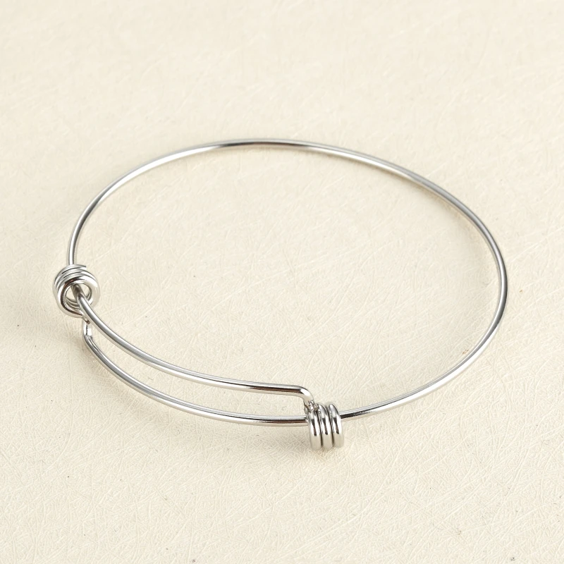 MYLONGINGCHARM  10 pcs  Stainless Steel adjustable basic bangles wired bracelet findings-inner size 60mm 55mm