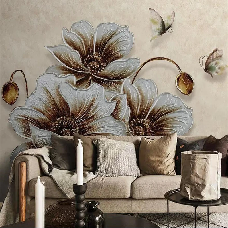 

wellyu 3D three-dimensional golden beauty butterfly background wall decoration painting custom large mural green wallpaper