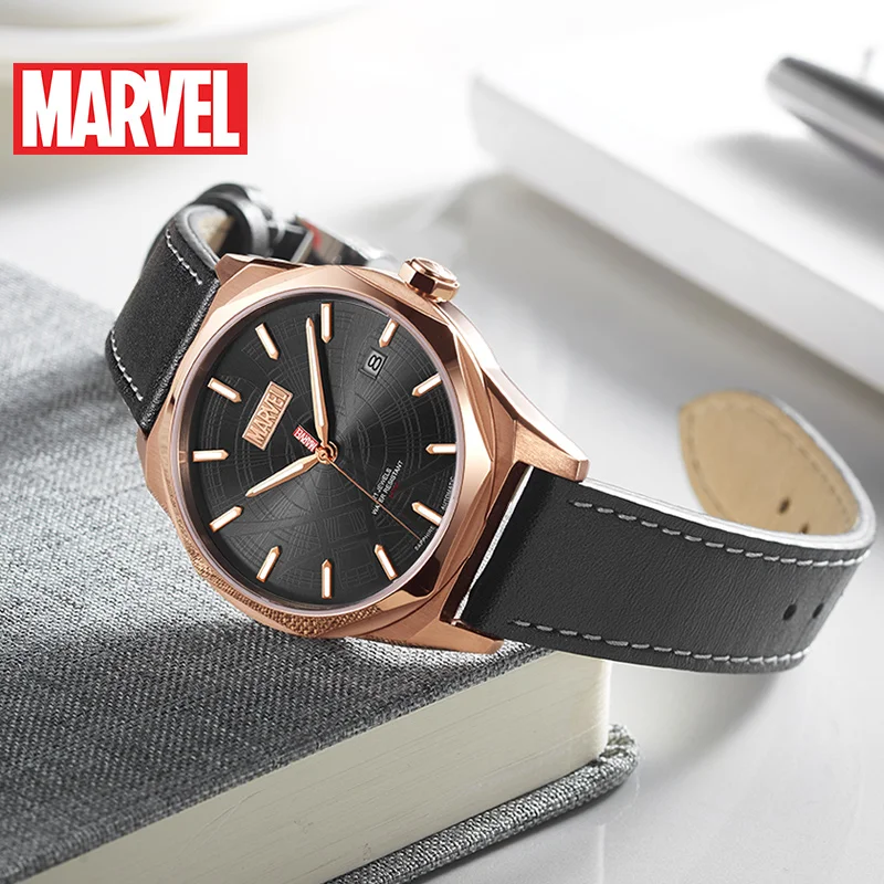 OFFICIAL AUTHORIZED Marvel Avengers WOMen Luxury Sapphire Full Steel Automatic Self-wind Waterproof  Wristwatch Leather