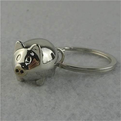 HOT New Exquisite Small Pig Keychain Fashion Bag Charm Accessories Creative Alloy Car Key Holder Animal Pendant Bag Key Chain