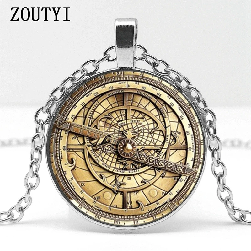 2018/ hot sale, steampunk gravity waterfall mystery Bill retro clock charm glass concave round pendant necklace jewelry