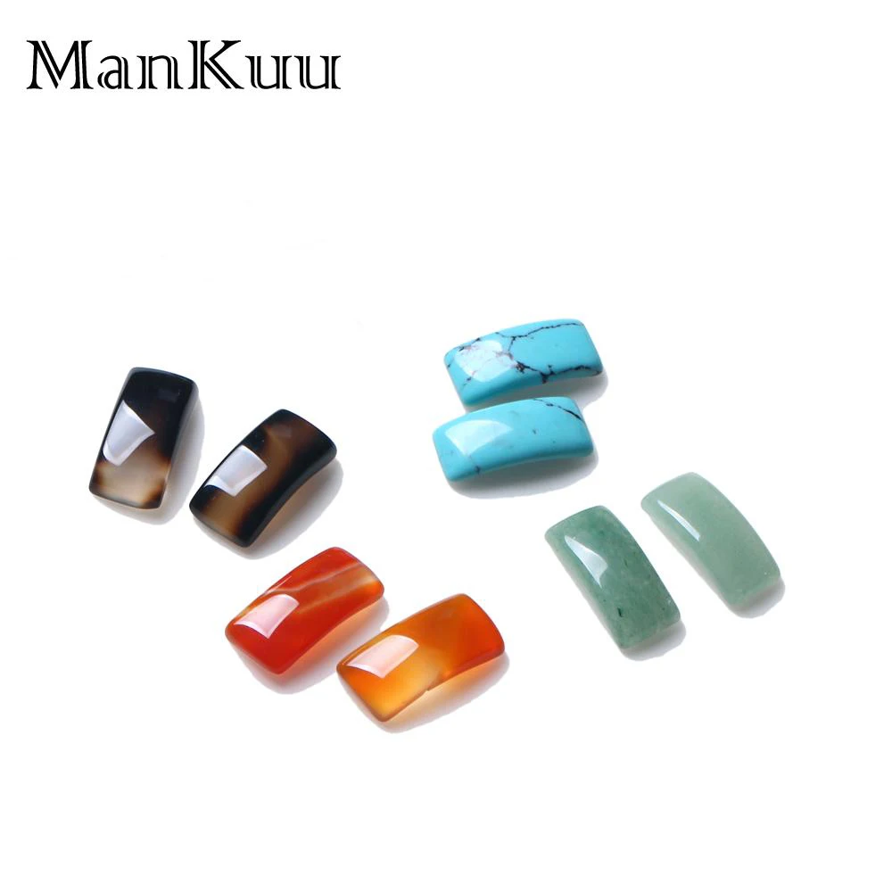 ManKuu 8*18mm Curved Cabochon Natural Rhinestone Agates Turquoises Tiger Eye Curved Tube Stone Beads For Jewelry Making Charms