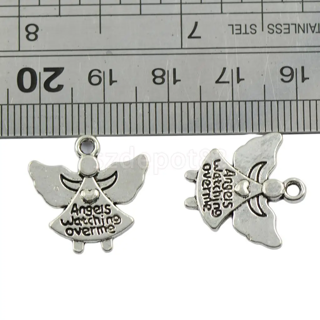 30 Tibetan Silver Color Angel Charms Pendants Angels Watching over me Jewelry DIY