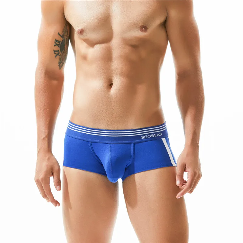 SEOBEAN Heren Ademend Katoen Boxershorts U-Convex Zakje Lage Taille Comfortabel Stretch Zacht Ondergoed voor Dagelijks Casual